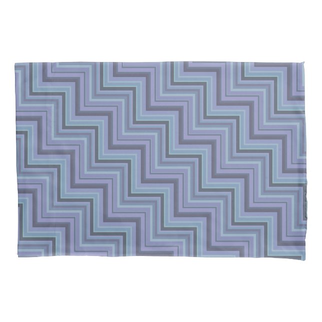 Blue-grey stripes stairs pattern pillow case (Front)