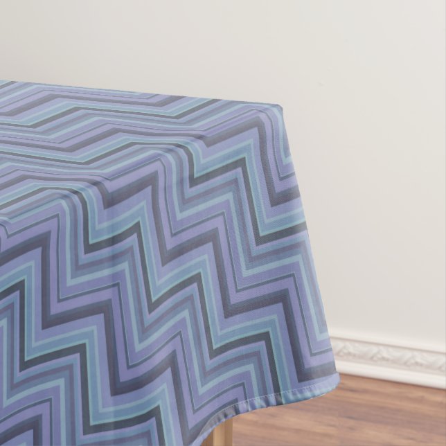 Blue-grey stripes stairs pattern tablecloth (In Situ)