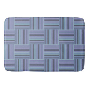 Blue-grey stripes weave pattern bath mat