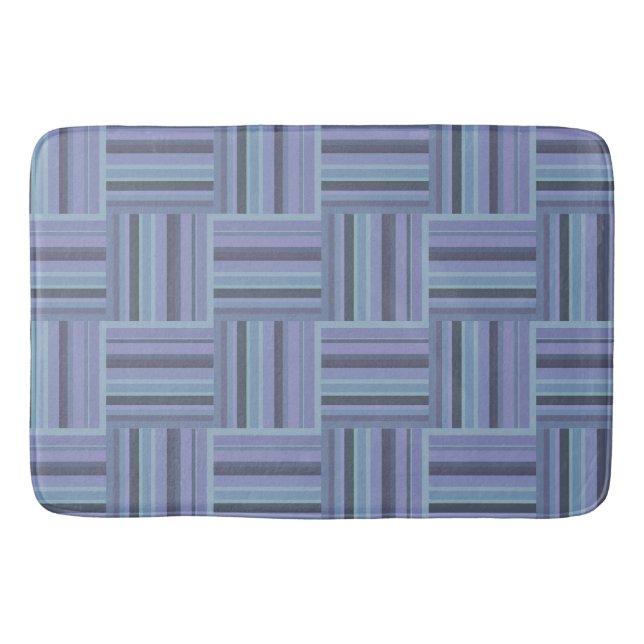 Blue-grey stripes weave pattern bath mat (Front)