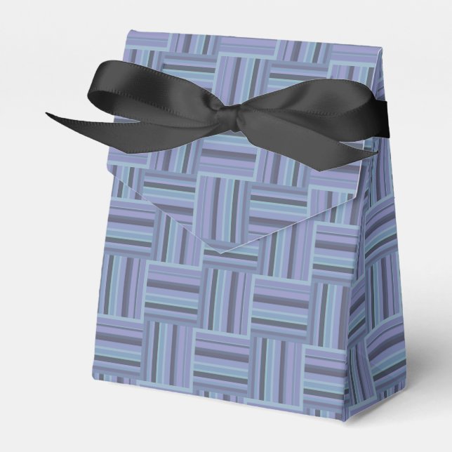 Blue-grey stripes weave pattern favor boxes (Front Side)