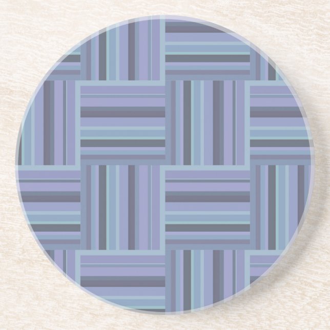 Blue-grey stripes weave pattern sandstone coaster (Front)