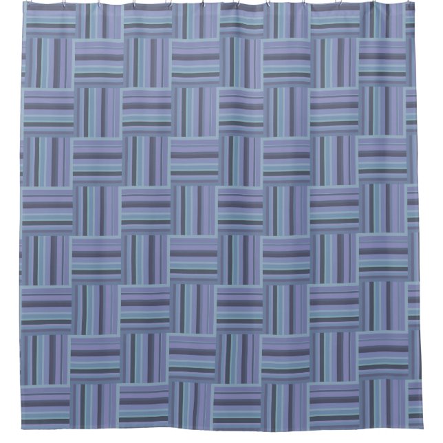 Blue-grey stripes weave pattern shower curtain (Front)