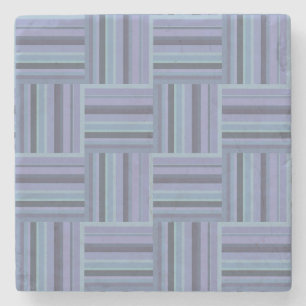 Blue-grey stripes weave pattern stone coaster