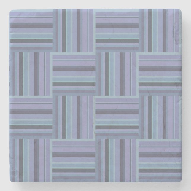 Blue-grey stripes weave pattern stone coaster (Front)