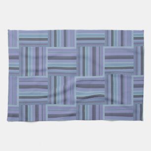 Blue-grey stripes weave pattern towel