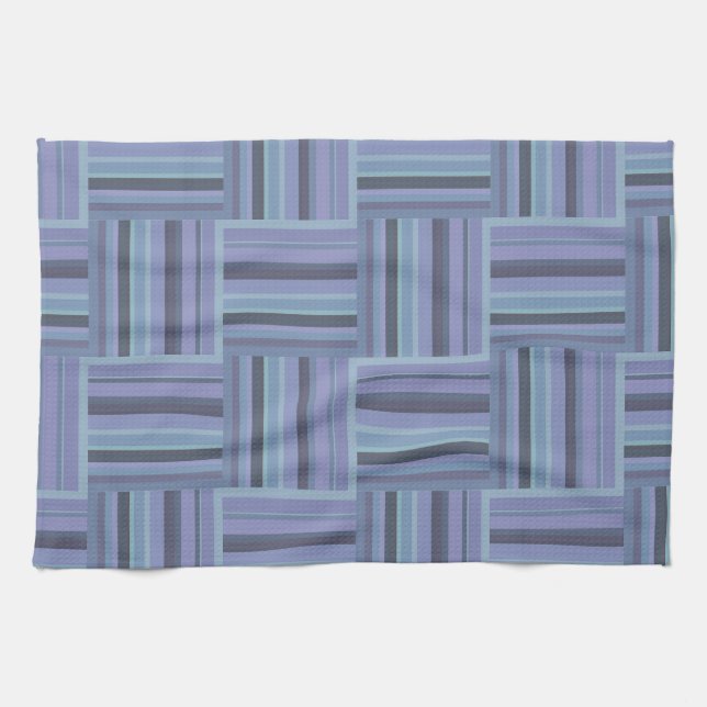 Blue-grey stripes weave pattern towel (Horizontal)