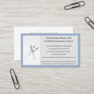Blue Grey Syringes Healthcare Registered Nurse RN Business Card