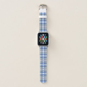 Blue Grey Tartan Plaid Pattern Apple Watch Band
