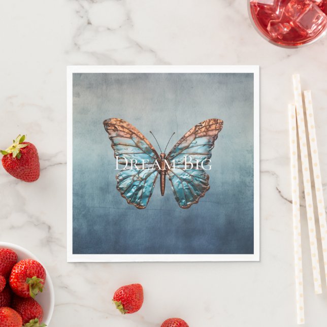 Blue Grey Texture Butterfly Napkins (Insitu)