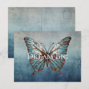 Blue Grey Texture Butterfly Postcard