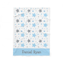 Blue & Grey Twinkle Star Fleece Blanket