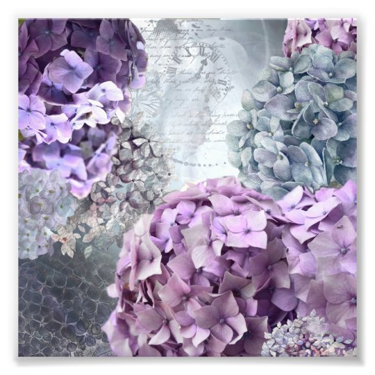 blue grey vintage floral hydrangea flower pattern photo