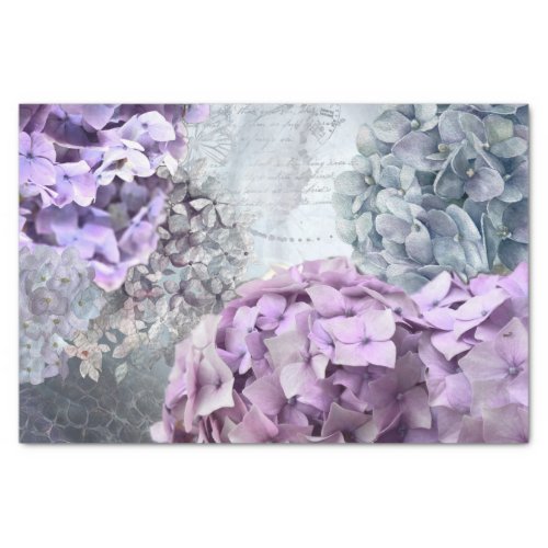 Blue Grey Vintage floral Hydrangea Flower pattern Tissue Paper