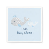 Blue & Grey Whale Baby Shower Paper Napkins