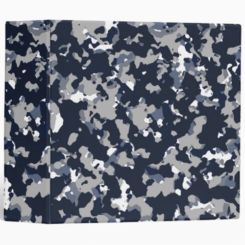 Blue Grey White Camouflage Camo Pattern 3 Ring Binder