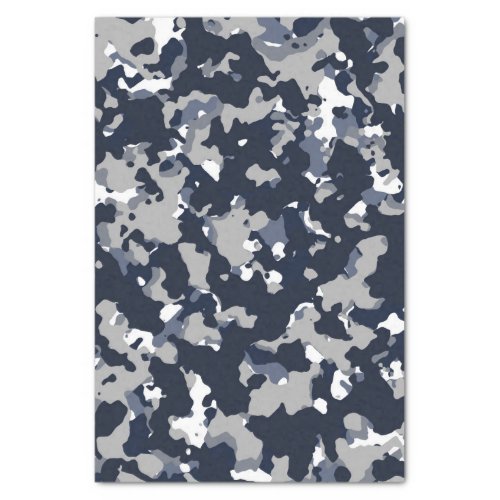 Blue Grey White Camouflage Camo Pattern Party Tissue Paper