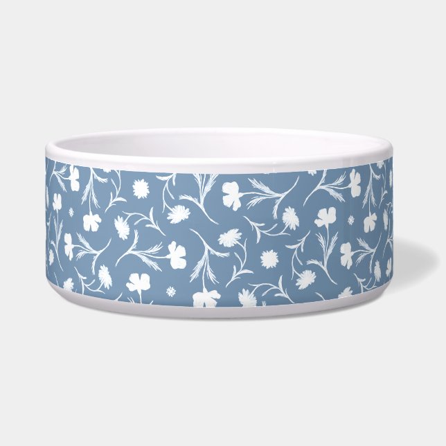 Blue Grey White Liberty Floral Pattern Elegant Pop Bowl (Front)