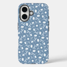 Blue Grey White Liberty Floral Pattern Elegant Pop