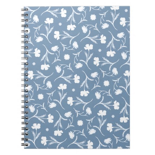 Blue Grey White Liberty Floral Pattern Elegant Pop Notebook