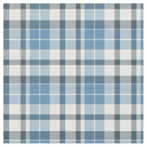 Blue Grey White Plaid Pattern Fabric