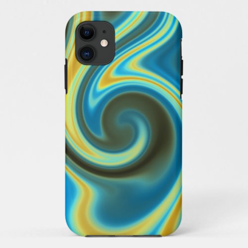 Blue Grey Yellow Modern Abstract Background iPhone 11 Case