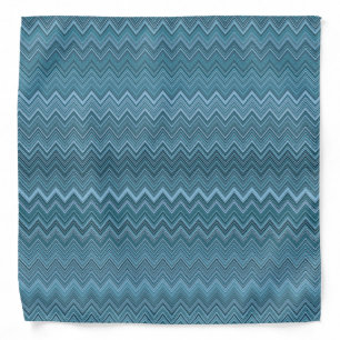 Blue Grey Zigzag Pattern Bandana