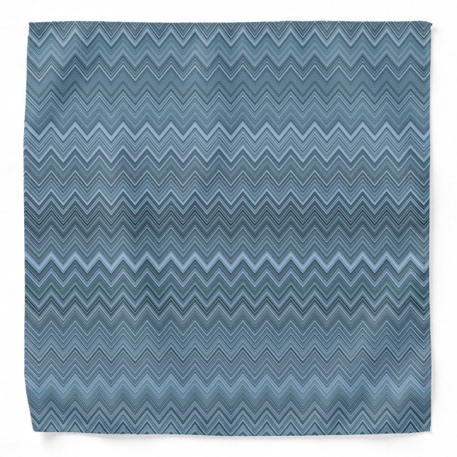Blue Grey Zigzag Pattern Bandana (Front)