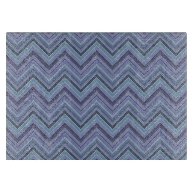 Blue-grey zigzag stripes cutting board (Front)