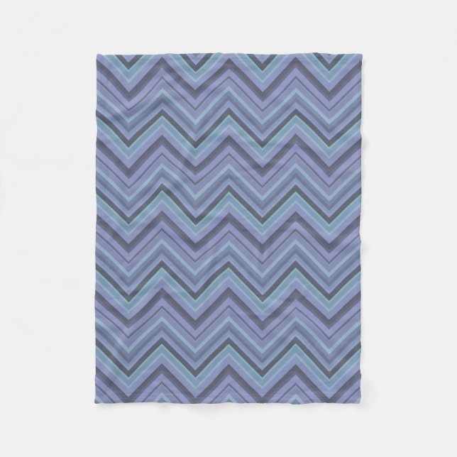 Blue-grey zigzag stripes fleece blanket (Front)