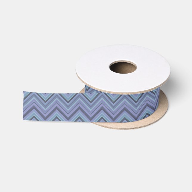 Blue-grey zigzag stripes satin ribbon (Spool)