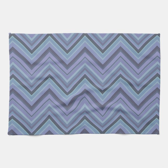 Blue-grey zigzag stripes towel (Horizontal)