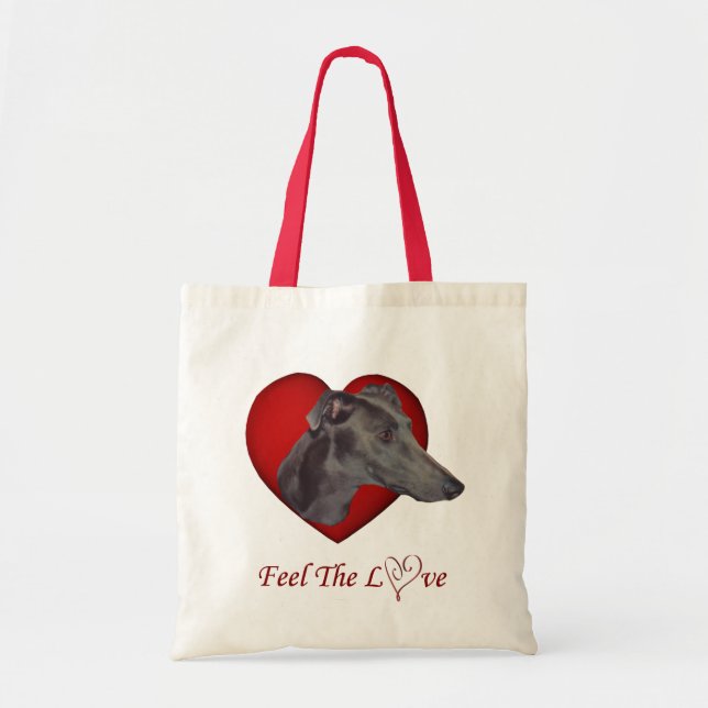 Blue Greyhound Love Heart Dog Tote Bag (Front)