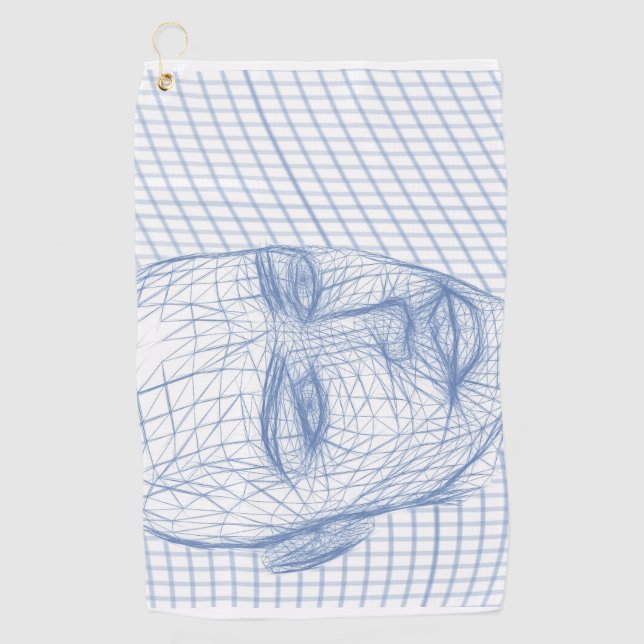 Blue grid of a person's face Best Golf Towels (Front)