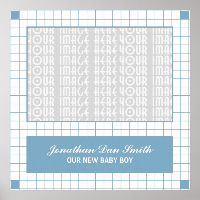 Blue Grid Photo Poster (Front)