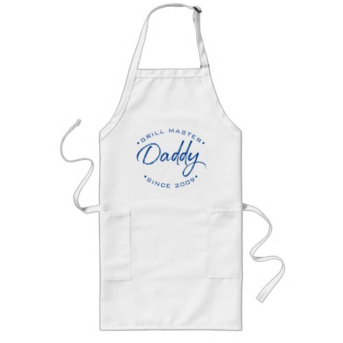 Blue Grill Master Daddy Since Personalized Year Long Apron