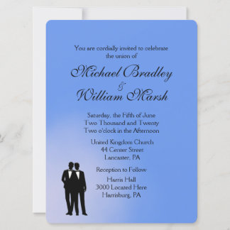 Blue Groom and Groom Gay Wedding Invitation