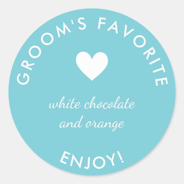 Blue groom's favorite wedding favor sticker (Front)
