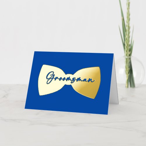 Blue Groomsman Bow Tie Foil Greeting Card