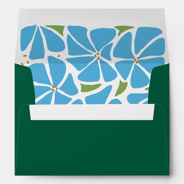 Blue Groovy Flower Pattern Envelope (Back (Bottom))
