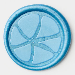 Blue Groovy Flower Pattern Wedding Invitation Seal Wax Seal Sticker
