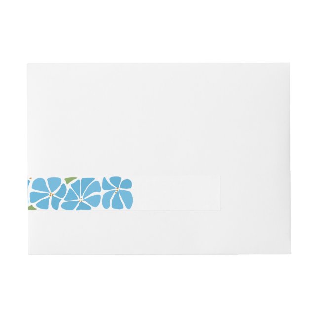 Blue Groovy Flower Pattern Wrap Around Address Label (Front)