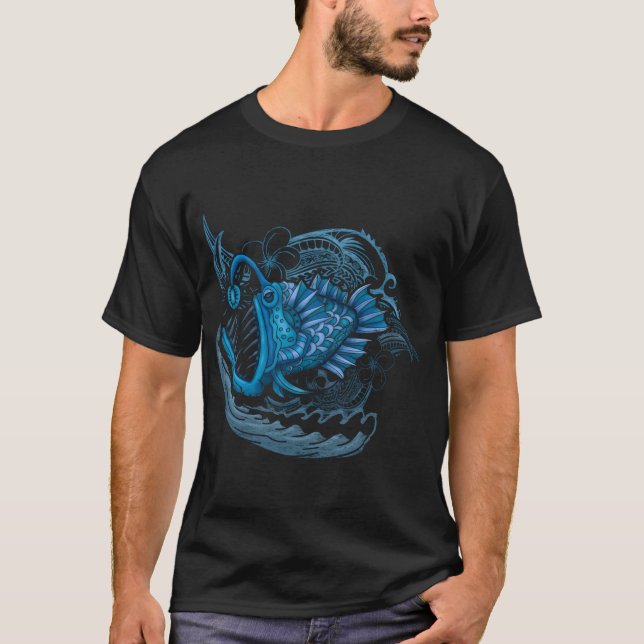Blue Grumpy Fish T-Shirt (Front)