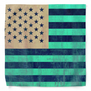 Blue Grunge American Flag Bandana