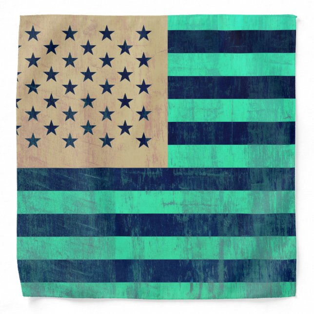 Blue Grunge American Flag Bandana (Front)