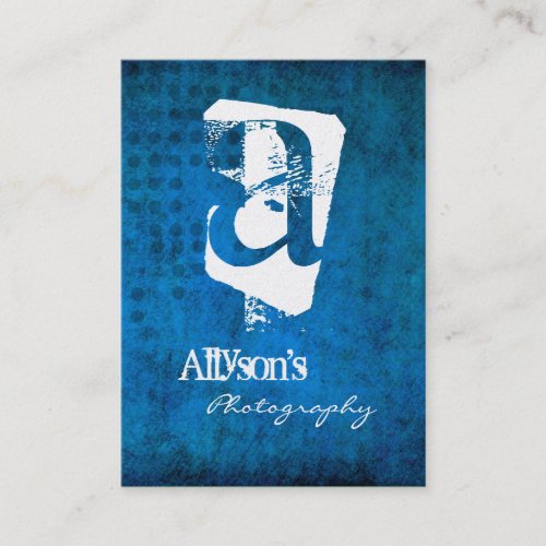 Blue Grunge Background Monogram Business Cards