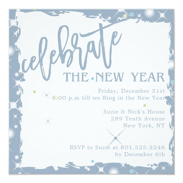 Blue Grunge Celebrate - New Year Party Invitation