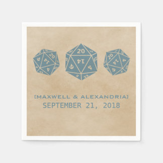 Blue Grunge D20 Dice Gamer Paper Napkins