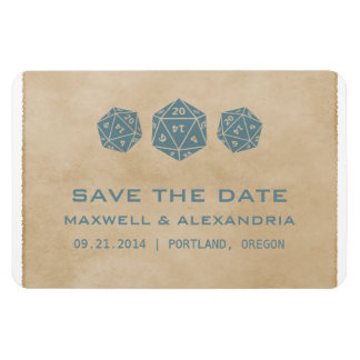 Blue Grunge D20 Dice Gamer Save the Date Magnet