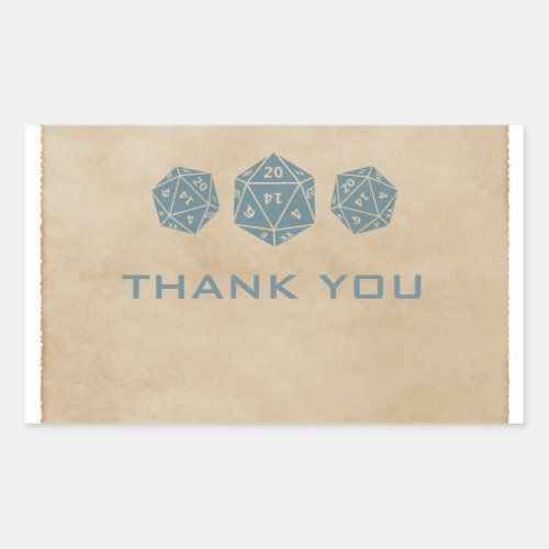 Blue Grunge D20 Dice Gamer Thank You Stickers